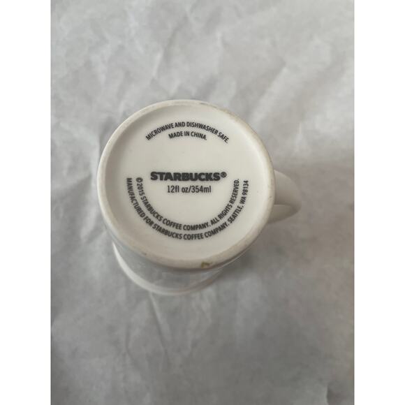 Starbucks 2015 Latte Mug Graffiti White & Gold 16 oz Ceramic Cup - Picture 6 of 8